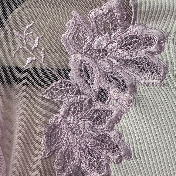 Free People lilac mesh and embroidered top Small - Picture 2 of 4